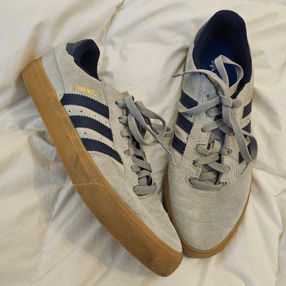 Adidas Busenitz Grey Navy Gum Suede Skate Shoes Sneakers Men 8.5 Women 10